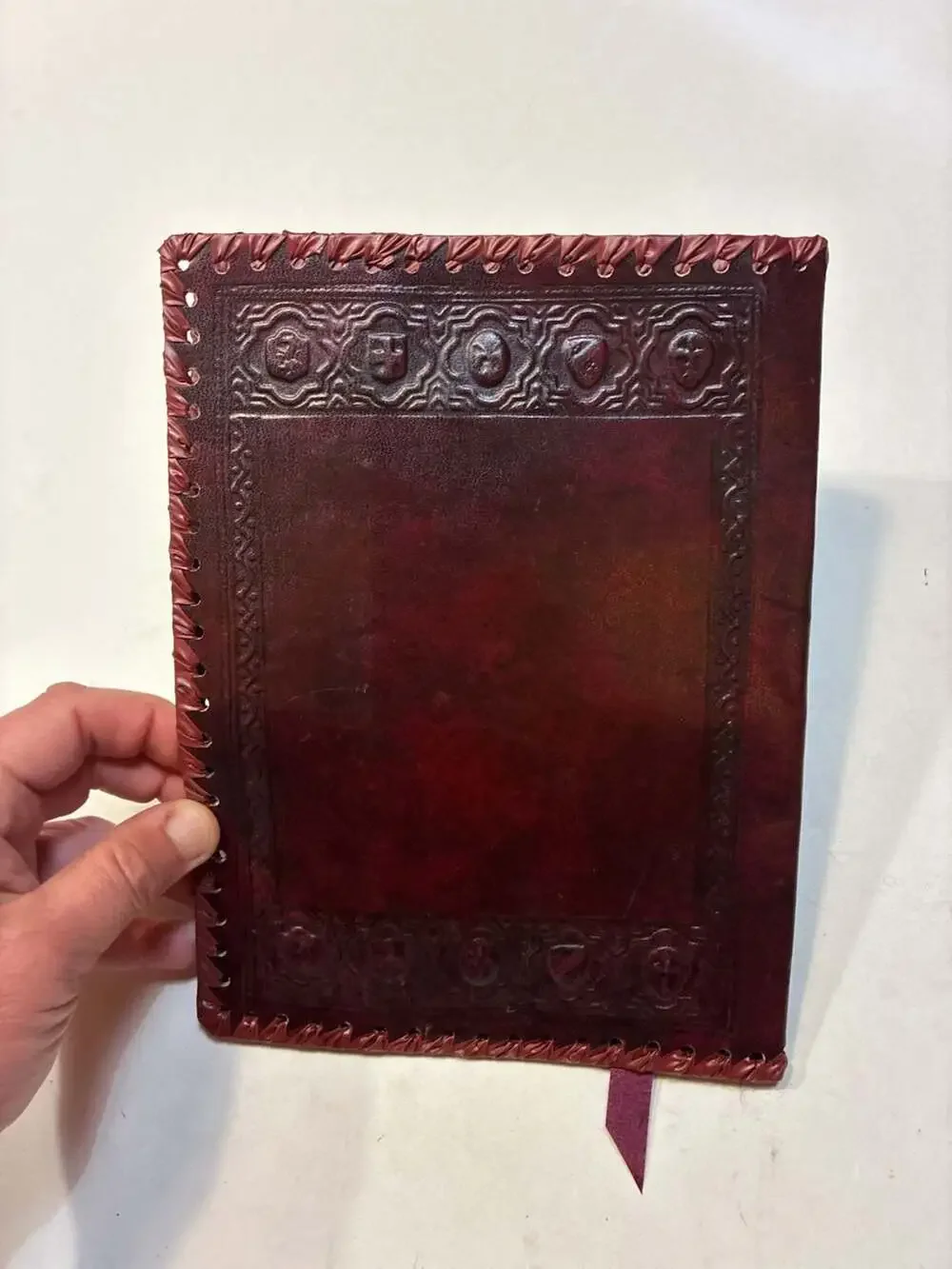 Vintage Hand-Tooled Leather Venice Gondola Embossed Journal Cover